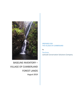 Baseline Inventory – Village of Cumberland Forest Lands