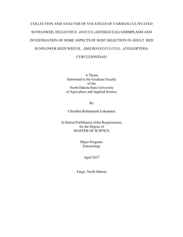 Collection and Analysis of Volatiles of Various Cultivated