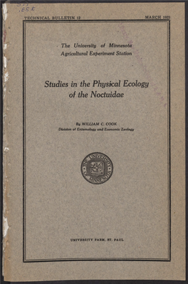Studies in the Physical Ecology of the Noctuidae