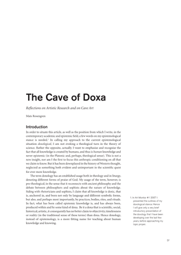 The Cave of Doxa Reflections on Artistic Research and on Cave Art