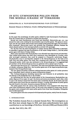 In Situ Gymnosperm Pollen from the Middle Jurassic of Yorkshire