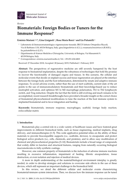 Biomaterials: Foreign Bodies Or Tuners for the Immune Response?