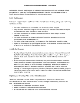 Copyright Guidelines for Films and Videos