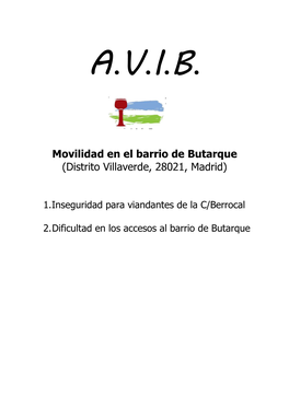 Movilidad En El Barrio De Butarque (Distrito Villaverde, 28021, Madrid)