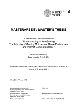 Understanding Online Gaming: the Interplay of Gaming Motivations, Genre Preferences and Internet Gaming Disorder “