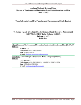 Amhara National Regional State Bureau of Environmental Protection, Land Administration and Use (Boeplau)