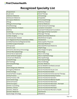 Recognized Specialty List Sept 2020.Xlsx