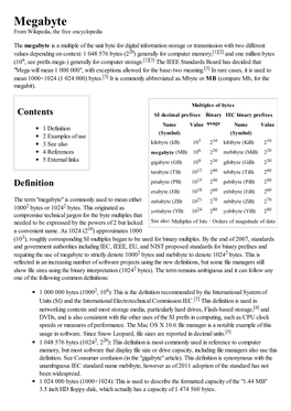 Megabyte from Wikipedia, the Free Encyclopedia