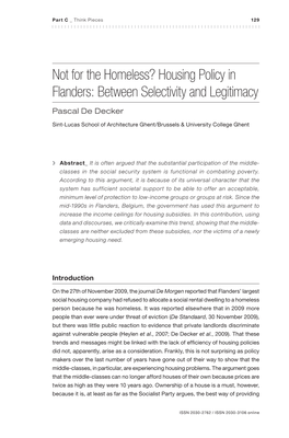 Housing Policy in Flanders: Between Selectivity and Legitimacy