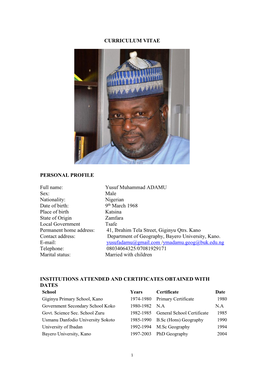 Yusuf Muhammad ADAMU Sex: Male Nationality: Nigerian Date of Birth