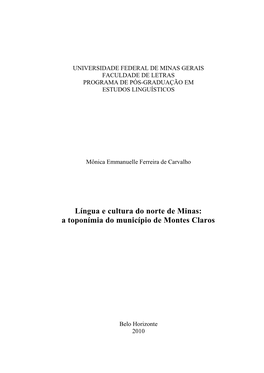 Universidade Federal De Minas Gerais Faculdade De Letras Programa De Pós-Graduação Em Estudos Linguísticos