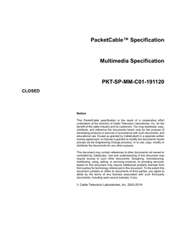 Packetcable™ Specification Multimedia Specification PKT-SP