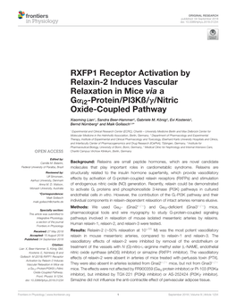 RXFP1 Receptor Activation by Relaxin-2 Induces Vascular Relaxation in Mice Via a Gαi2-Protein/Pi3kß/Γ/Nitric Oxide-Coupled Pathway