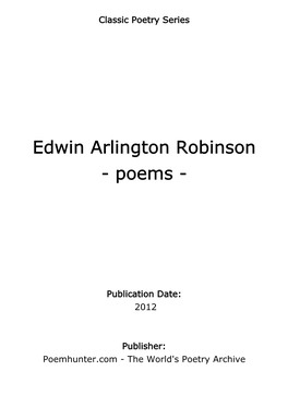 Edwin Arlington Robinson - Poems