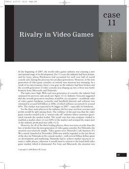 Case 11 Rivalry in Video Games