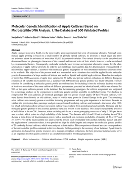 Molecular Genetic Identification of Apple Cultivars Based On