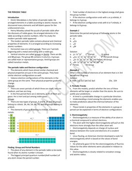 THE PERIODIC TABLE Introduction • Dmitri Mendeleev Is the Father Of