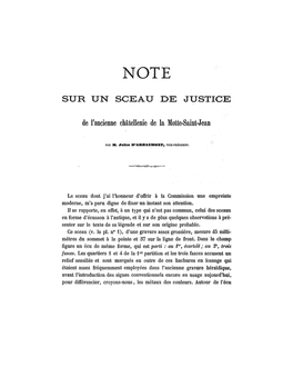 SUR UN SCEAU DE JUSTICE De L'ancienne Châtellenie De La Motte