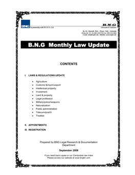 B.N.G Monthly Law Update