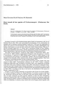 First Record of Two Species of Trichostomopsis (Pottiaceae) for Sicily