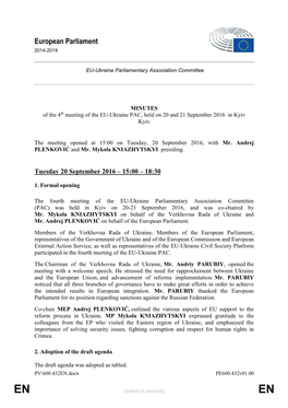 Minutes of the 4Th EU-Ukraine PAC, 20-21