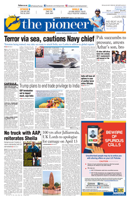 Terror Via Sea, Cautions Navy Chief