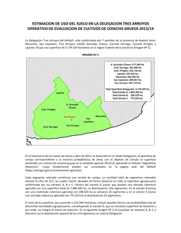 Estimacion De Uso Del Suelo En La Delegacion Tres Arroyos Operativo De Evaluacion De Cultivos De Cosecha Gruesa 2013/14