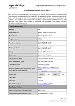 Bsc Physics and Music Performance