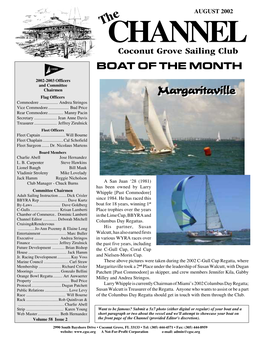 AUGUST 2002 Thechannel Coconut Grove Sailing Club BOAT of the MONTH