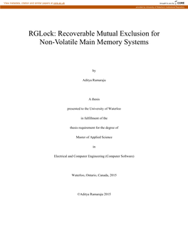 Recoverable Mutual Exclusion for Non-Volatile Main Memory Systems