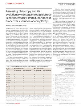 Pleiotropy Is Not Necessarily Limited, Nor Need It Hinder the Evolution