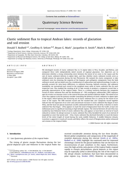 Clastic Sediment Flux to Tropical Andean Lakes: Records of Glaciation