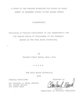 A Study of the Factors Affecting the Growth of Youth Soccer in Selected Cities in the United States