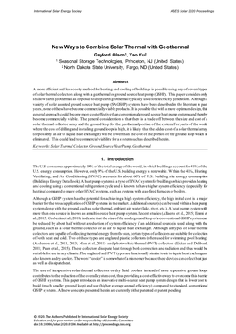 'New Ways to Combine Solar Thermal with Geothermal'