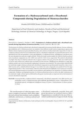 Formation of Α-Hydroxycarbonyl and Α-Dicarbonyl Compounds During Degradation of Monosaccharides