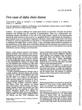 Five Cases of Alpha Chain Disease