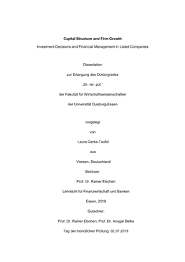 Capital Structure and Firm Growth Investment Decisions and Financial