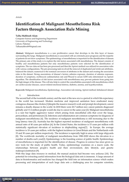 Identification of Malignant Mesothelioma Risk Factors Through Association Rule Mining