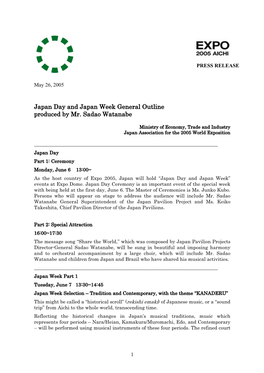 Japan Day and Japan Week General Outline Produced by Mr