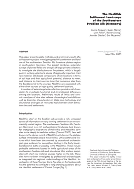 The Neolithic Settlement Landscape of the Southeastern Swabian Alb (Germany)