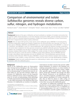 Comparison of Environmental and Isolate Sulfobacillus Genomes