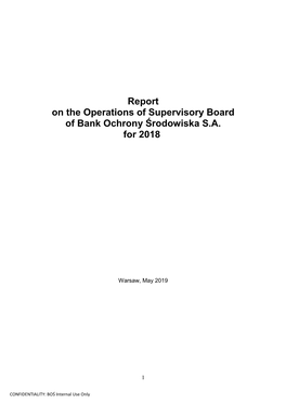 Report on the Operations of Supervisory Board of Bank Ochrony Środowiska S.A