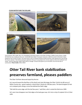 Otter Tail River Bank Stabilization Preserves Farmland, Pleases Paddlers