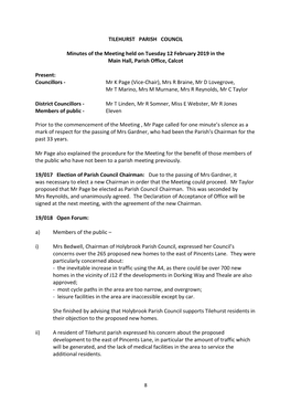 TILEHURST PARISH COUNCIL Minutes of the Meeting Held On