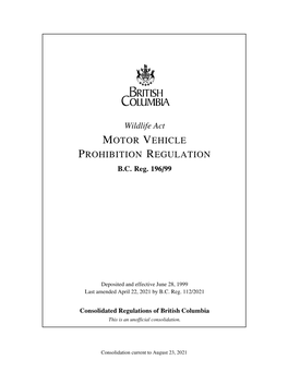 Motor Vehicle Prohibition Regulation B.C