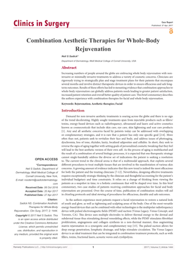 Combination Aesthetic Therapies for Whole-Body Rejuvenation