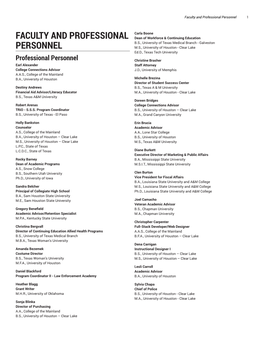 Faculty and Professional Personnel 1