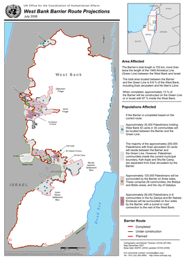 West Bank Barrier Route Projections July 2008