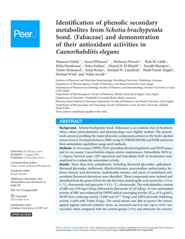 Identification of Phenolic Secondary Metabolites from Schotia Brachypetala Sond