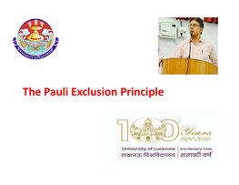 The Pauli Exclusion Principle